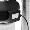 A close-up view of a black air filter set with a silver corrugated hose attached. Náhľad obrázku produktu