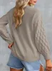 ASKSA Damen Strickpullover Spitze V-Ausschnitt Strick Drop Produktbild-Vorschau 3