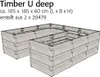 A diagram of a U-shaped raised garden bed made of wooden planks. Voir les images du produit