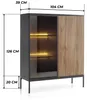 Moderne Geriffelte Vitrine LAGOS W2D Schwarz Eiche Wotan Produktbild-Vorschau 3