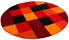 Designer Teppich Brilliant Rot Orange Karo Rund, Größe:160 Produktbild-Vorschau 2