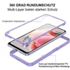 An exploded view of a phone case with a phone inside, showing its multi-layer design and protective features. Produktbild-Vorschau