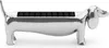 A silver dachshund-shaped jewelry holder with black compartments. Podgląd zdjęcia produktu