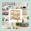 Carrello da cucina Relaxdays, in bambù, 3 ripiani, per Anteprima dell’immagine prodotto 3