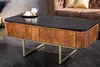 Table basse 110 cm en marbre et bois, design doré, table Voir les images du produit 3