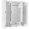 An open white wardrobe with shelves, drawers, and a hanging rod. Produktbild-Vorschau