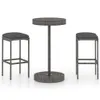 vidaXL 3 tlg. Gartenbar Set mit Kissen Poly Rattan Grau - Produktbild-Vorschau 3