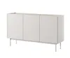 A white sideboard with three doors on thin metal legs, isolated on a white background. Anteprima dell’immagine prodotto