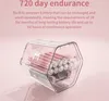 A transparent hexagonal container filled with batteries, set against a pink background with text describing its battery life. Podgląd zdjęcia produktu