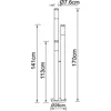 A technical drawing of a floor lamp with dimensions indicated. Produktbild-Vorschau