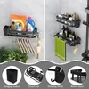 A collage of bathroom and kitchen storage solutions, including shelves, baskets, and hooks. Produktbild-Vorschau