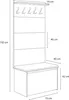 A line drawing diagram of a coat rack with a bench, showing dimensions. Anteprima dell’immagine prodotto