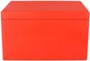 A plain, front-facing view of a red wooden storage box with a lid. Produktbild-Vorschau