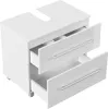 A white bathroom vanity unit with two drawers, one partially open. Produktbild-Vorschau
