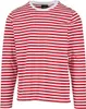 A long-sleeved t-shirt with red and white horizontal stripes. Produktbild-Vorschau