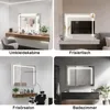 A collage of four different scenes showing a lighted mirror in various settings: a dressing room, a vanity table, a barber shop, and a bathroom. Anteprima dell’immagine prodotto