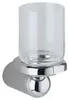 A clear glass tumbler holder with a chrome base, mounted on a wall. Anteprima dell’immagine prodotto