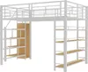 Hochbett, 140x200 cm, Metallbett mit Lattenrost, Regal, Produktbild-Vorschau 6