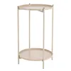 A cream-colored, two-tiered round side table with a metal frame, shown against a white background. Produktbild-Vorschau