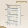 COSTWAY Servenwagen, 20 cm breed, 4 etages, keukenwagen, Productafbeelding-voorbeeld 3