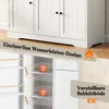 A split image showing the top of a white sideboard and a close-up of its interior shelves. Anteprima dell’immagine prodotto