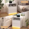 UnboxG 2er Set Nachttische Weiß – Nachttisch mit LED, USB & Produktbild-Vorschau 7