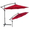 Two red cantilever umbrellas are shown against a white background. One is fully open and extended, while the other is partially closed and angled. Voir les images du produit
