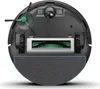 The underside of a robot vacuum cleaner is shown against a white background. Voir les images du produit