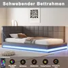 A modern bed frame with LED lighting in a bedroom setting. Produktbild-Vorschau