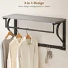 HOMCOM Wandgarderobe mit Ablage 70 cm Wandregal mit 5 Haken Produktbild-Vorschau 4
