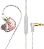 A pair of in-ear headphones with a white and clear housing, a gold accent, and a multi-colored braided cable. The headphones are shown with a white inline control and a gold-plated 3.5mm jack. Produktbild-Vorschau