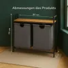 Roxlin Wäschekorb mit 2 Fächern – Wäschesammler mit Deckel Produktbild-Vorschau 5