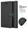 A black leather flip phone case with a magnetic closure. Anteprima dell’immagine prodotto