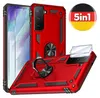 A red phone case with a ring holder and screen protectors, along with a German flag badge indicating '5in1'.