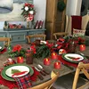 A Christmas-themed dining table setting with decorative elements and place settings. Produktbild-Vorschau