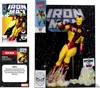 A collage of Iron Man comic book cover art and a collectible action figure. Produktbild-Vorschau