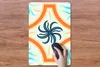 MuchoWow® Mauspad Mousepad Blume - Rahmen - Orange - Blau Produktbild-Vorschau 3
