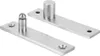 Two stainless steel door pivot hinges are shown on a white background. Voir les images du produit