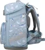 A side view of a blue school backpack with a sea creature pattern. Náhled obrázku produktu