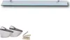 A glass shelf with mounting hardware, presented on a white background. Produktbild-Vorschau