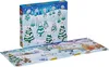 An open Play-Doh advent calendar with a winter scene and trees numbered 1-24, and a folded-out mat depicting a snowy landscape with characters. Produktbild-Vorschau