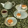 10tlg Teeset Scones Grün Etagere Kanne Becher Teller Produktbild-Vorschau 3