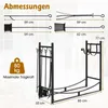 COSTWAY Kaminholzregal mit Kaminbesteck, Brennholzregal Produktbild-Vorschau 3