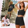 BLONGW 3er Set Damen Highwaisted Sport Shorts Schwarz S-M Produktbild-Vorschau 2