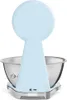 A light blue stand mixer with a silver bowl, viewed from the back. Náhled obrázku produktu