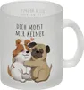 Mops Glas Tasse mit Spruch Dich mopst mir keiner Produktbild-Vorschau 1