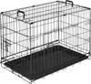 A black wire dog crate with a black plastic tray is shown against a white background. Náhled obrázku produktu