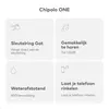 A grid of four feature callouts for the Chipolo ONE. Produktbild-Vorschau