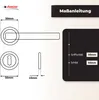 Diagrams and text illustrating the dimensions and specifications of a door handle set. Produktbild-Vorschau