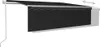 A black retractable awning is shown extended from a building. Produktbild-Vorschau
